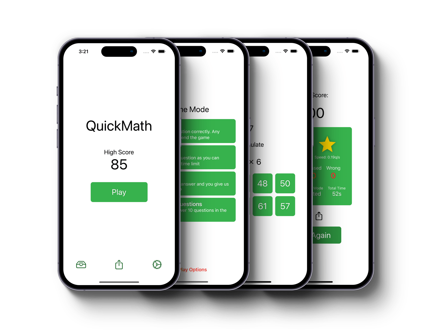 QuickMath screenshots side by side